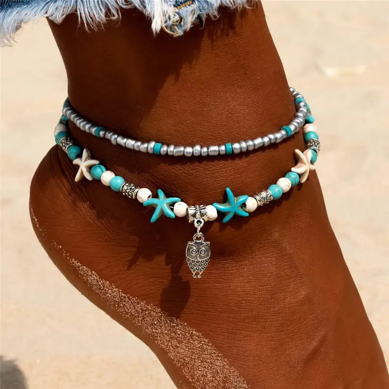 Shell Beads Starfish Anklets for Women Beach Anklet Cute Handmade Bohemian Foot Chain Bracelet