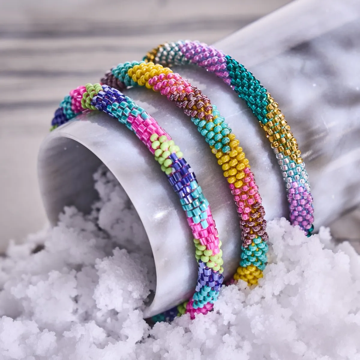 Shimmering Dawn | Himalayan Glass Bead Bracelet