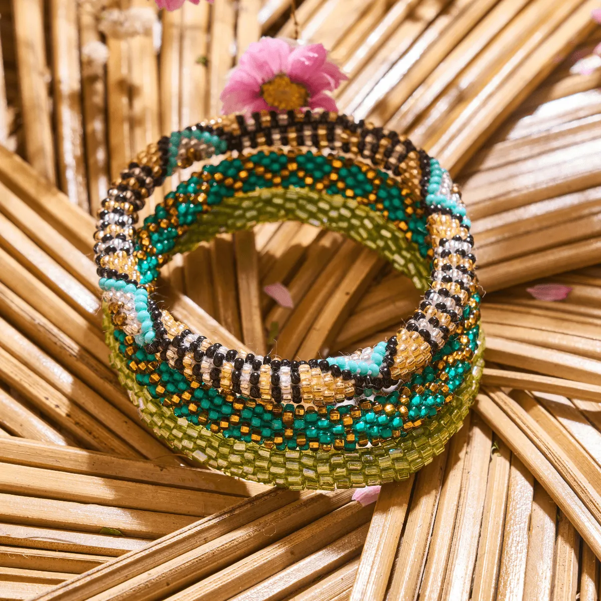 Shimmering Lime  | Himalayan Glass Bead Bracelet