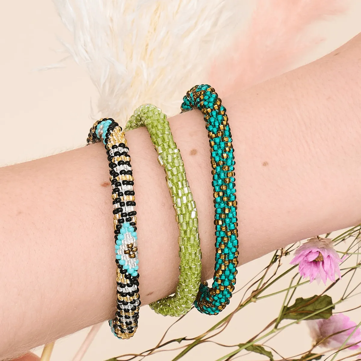 Shimmering Lime  | Himalayan Glass Bead Bracelet