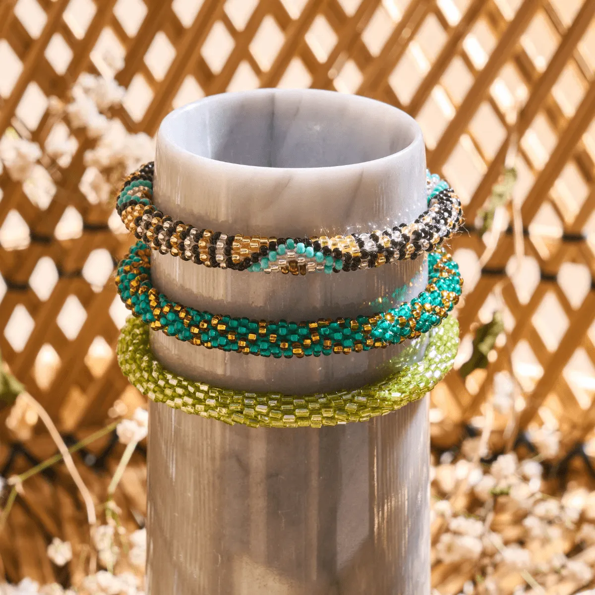 Shimmering Lime  | Himalayan Glass Bead Bracelet