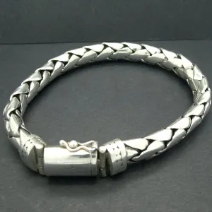 Silver Bracelet, 23 cm Mens' Size, Safety Clasp, Woven 925 Sterling Silver kp1