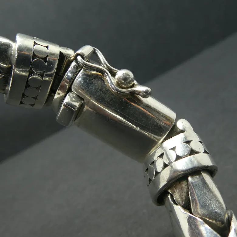Silver Bracelet, 23 cm Mens' Size, Safety Clasp, Woven 925 Sterling Silver kp1