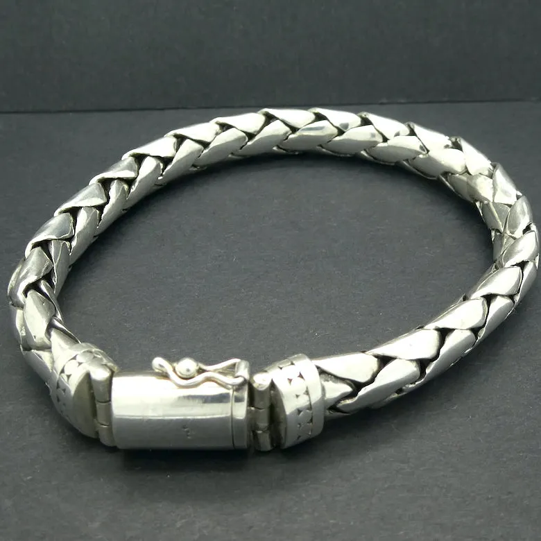 Silver Bracelet, 23 cm Mens' Size, Safety Clasp, Woven 925 Sterling Silver kp1