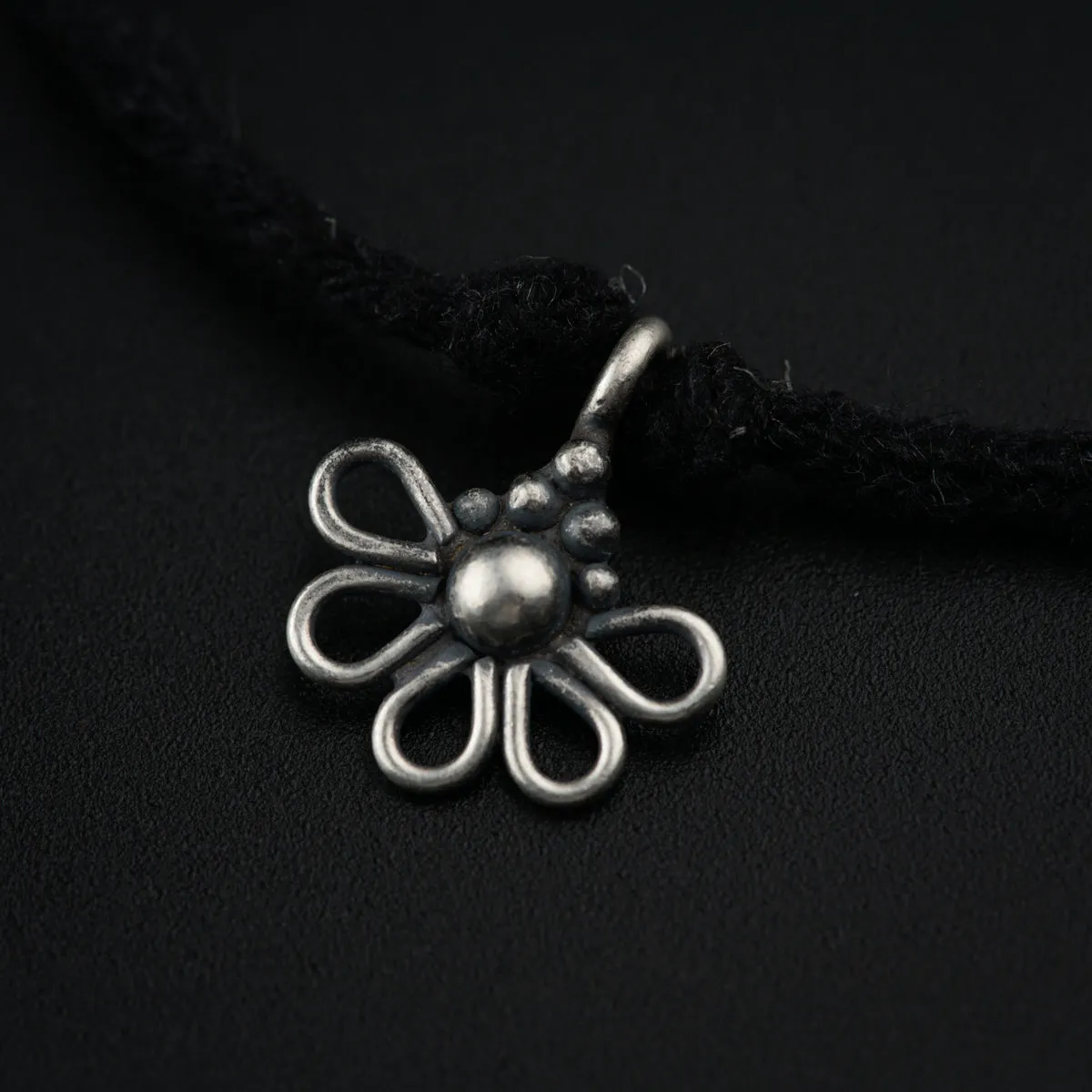 Silver Half Flower Charm Anklet