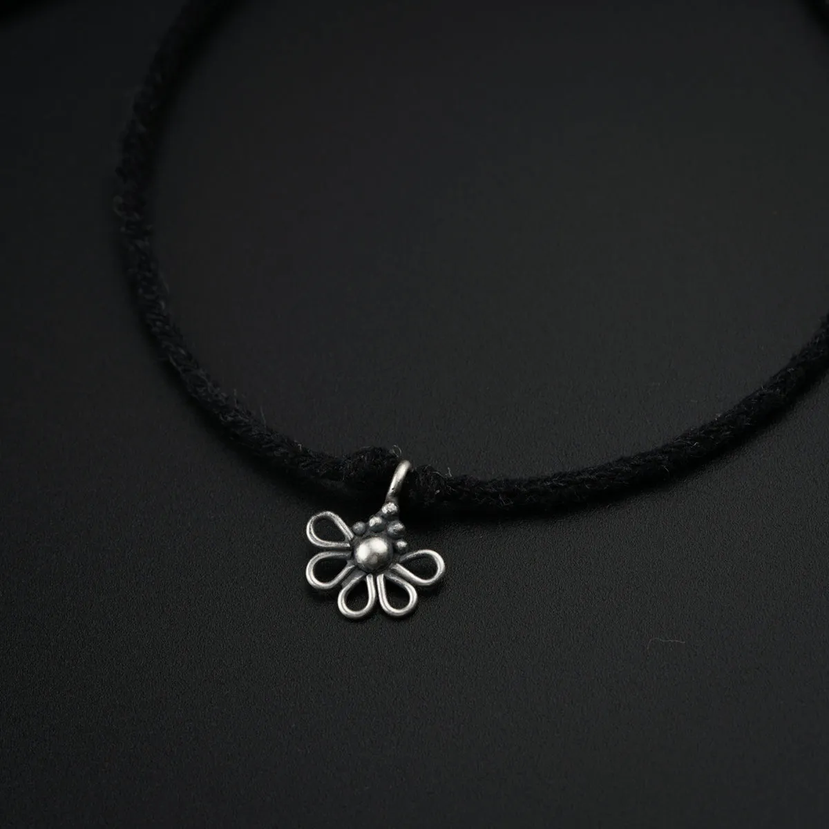 Silver Half Flower Charm Anklet