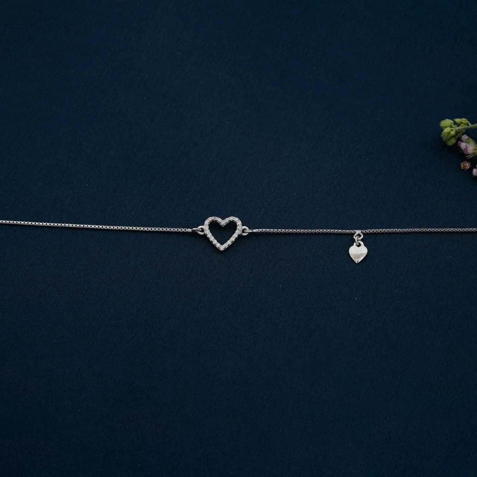 Silver Lovely Heart Charm Anklet