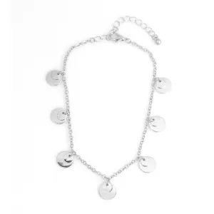 SILVER ROUND CHARM ANKLETS  #SQ321-71609S