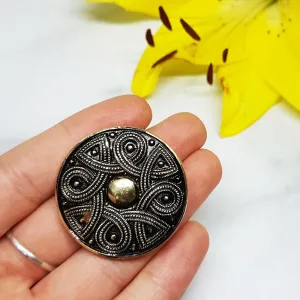 Silver-tone Vintage Vikings-Inspired Geometric Brooch