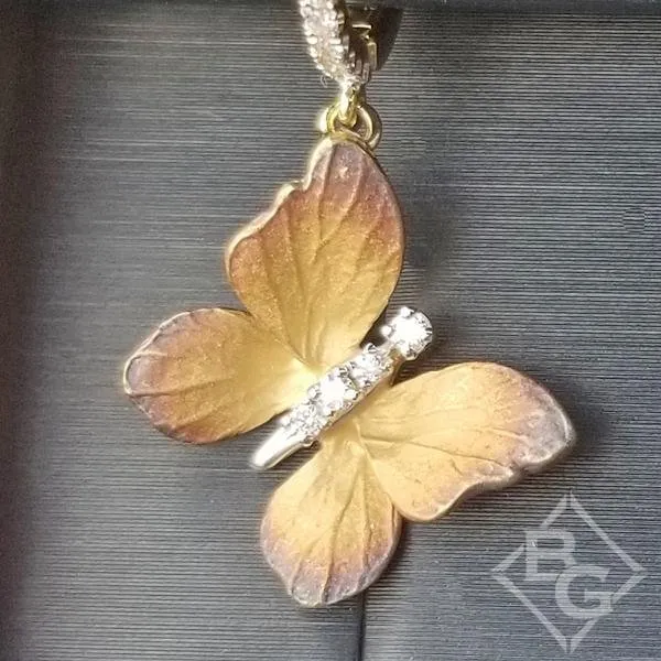 Simon G. 18K Yellow Gold Organic Allure Diamond Dangle Butterfly Earrings