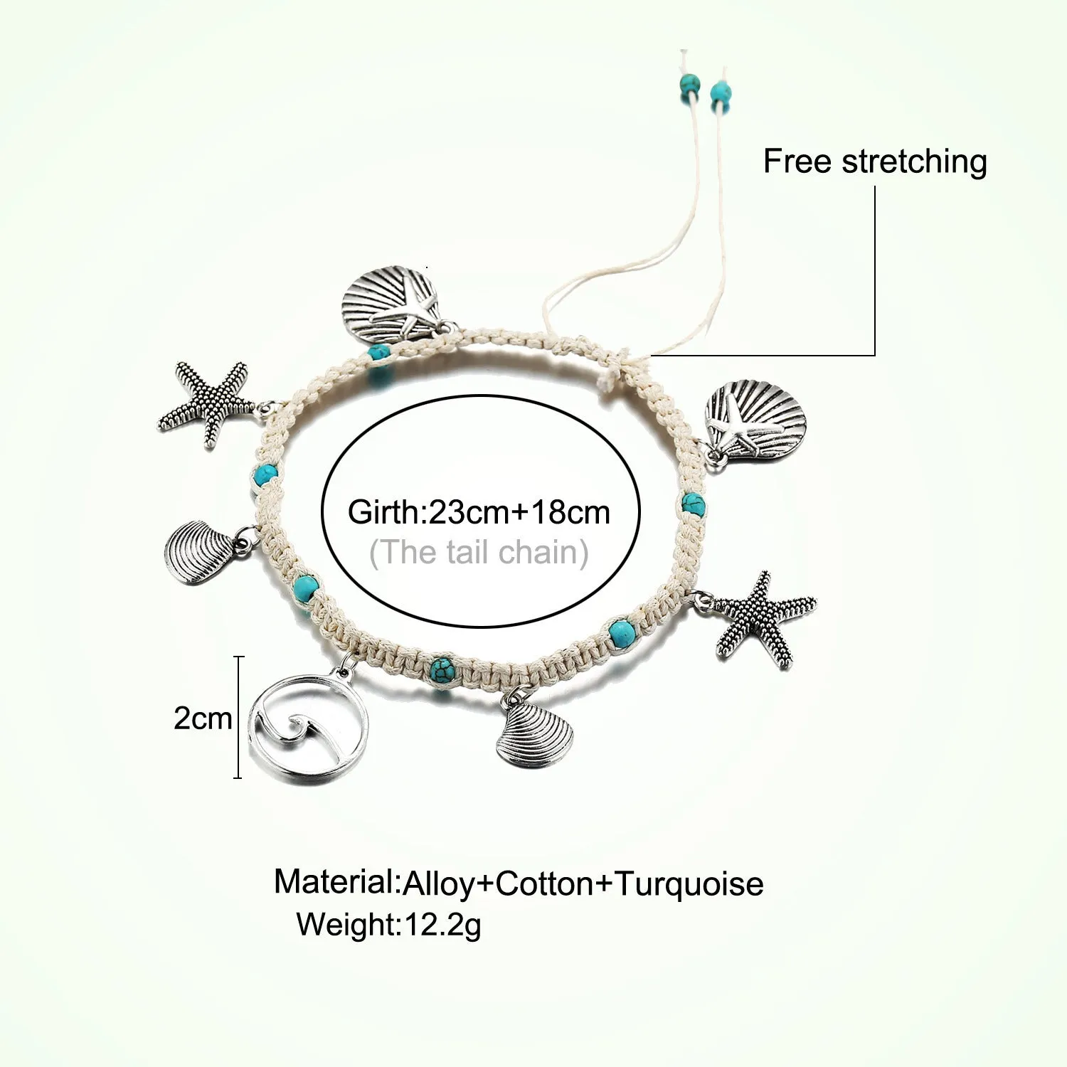 Simplicity Anklets Green Blue Color Star Fish Anklet Women Beach Foot Jewelry Leg Chain Ankle Bracelets Foot Accessory