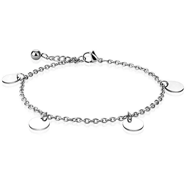 Simplistic Stainless Steel 9"-10" Round Charm Chain Anklet