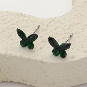 Small Emerald Stone Butterfly Stud Earrings for Little Girls | Small Earrings for Young Girls | 646509