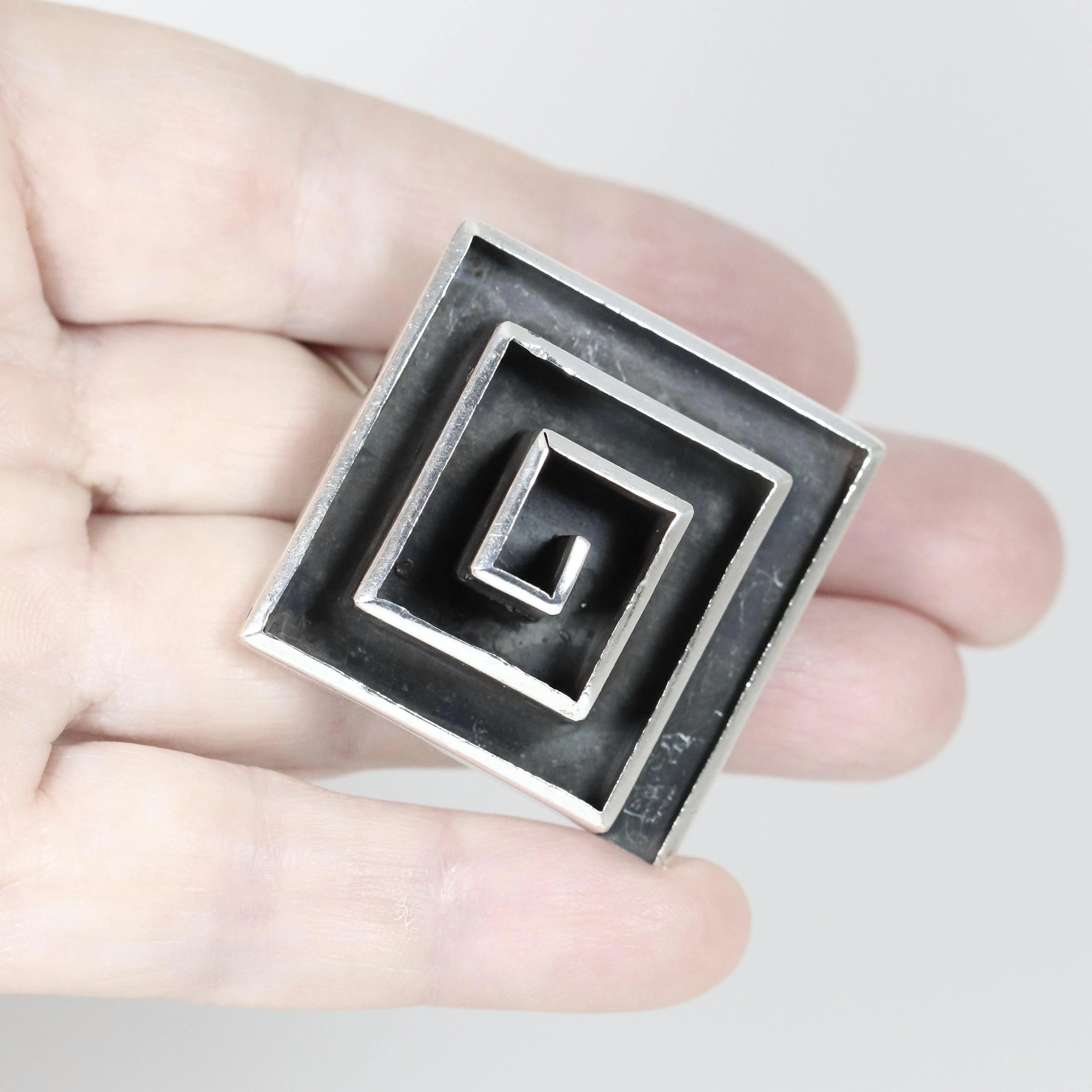 SOLD OUT: Vintage Maricela Taxco Silver Mexican Jewelry | Geometric Maze Brooch or Pendant