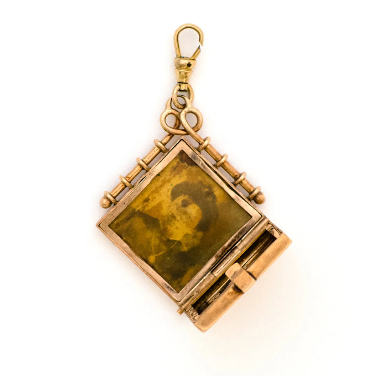 Solid 14K Gold Moon and Star Square Locket