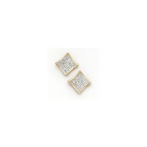Solid 14kt Yellow Gold .25 Carat Micro Pav ﾬ Genuine Diamond Earrings