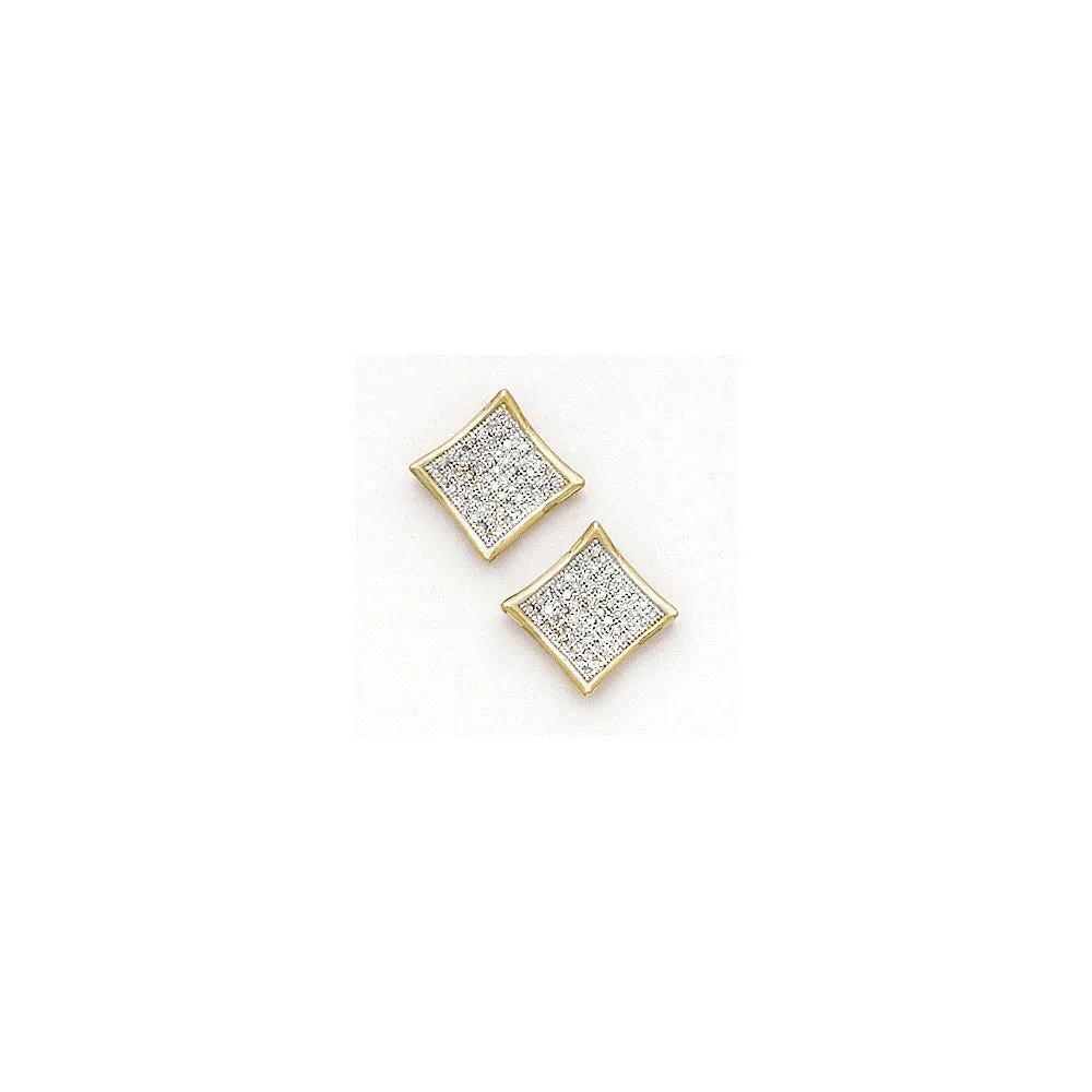 Solid 14kt Yellow Gold .25 Carat Micro Pav ﾬ Genuine Diamond Earrings