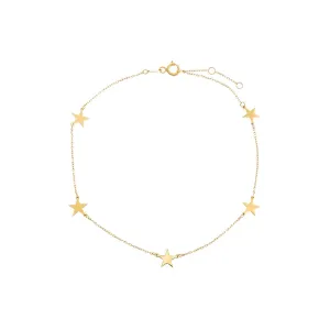 Solid Multi Star Anklet 14K