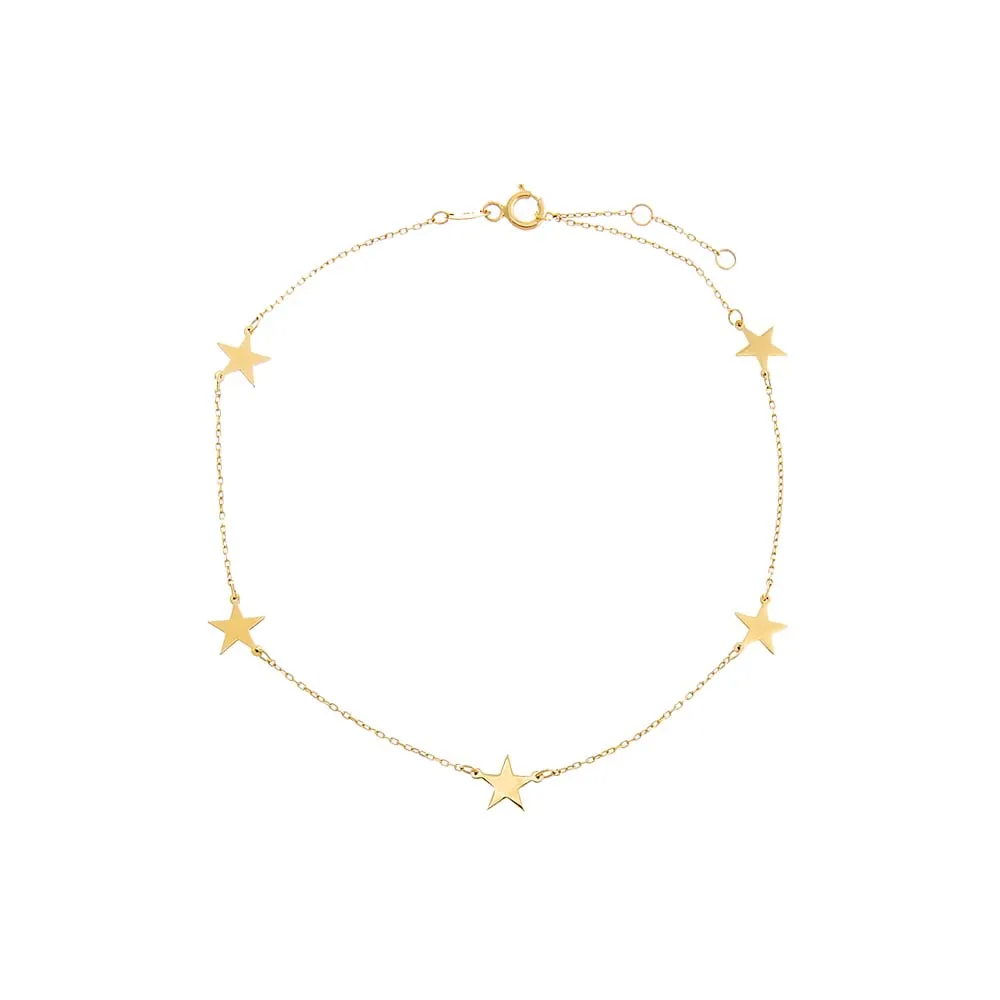 Solid Multi Star Anklet 14K