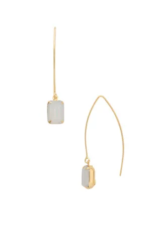 Sorrelli Bobbi Threader Hoop Earrings - Bright Gold White Opal