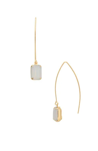 Sorrelli Bobbi Threader Hoop Earrings - Bright Gold White Opal