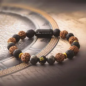 Spiritual Rudraksh Natural Stone Pyrite Om Bracelet