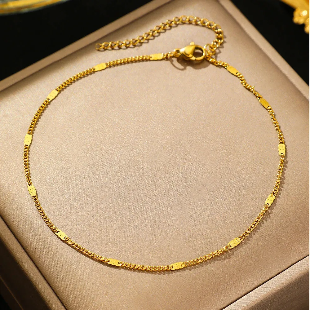 Stainless Steel Anklet Light Luxury Sequin Chain Fine Delicate Anklet For Women Jewelry