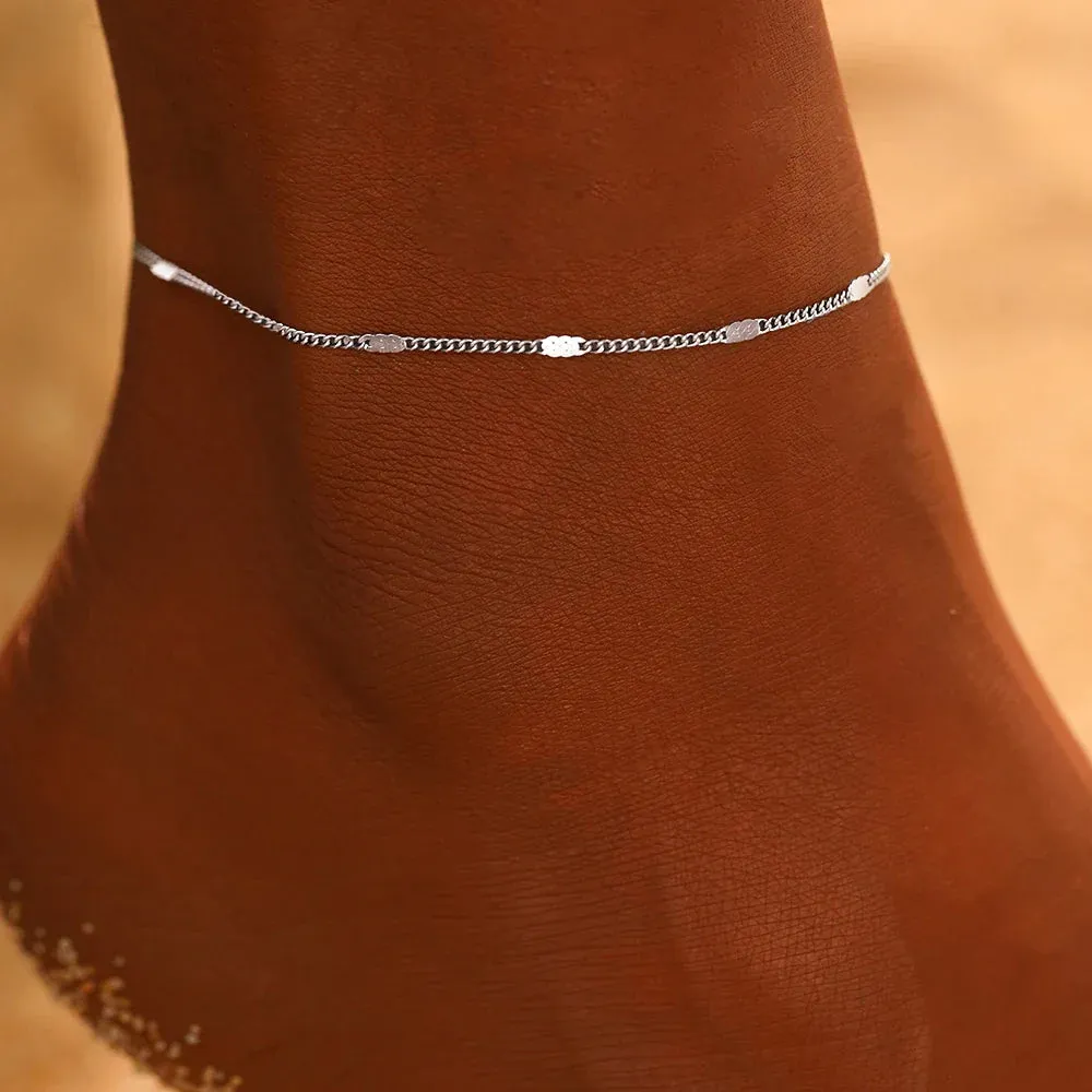 Stainless Steel Anklet Light Luxury Sequin Chain Fine Delicate Anklet For Women Jewelry