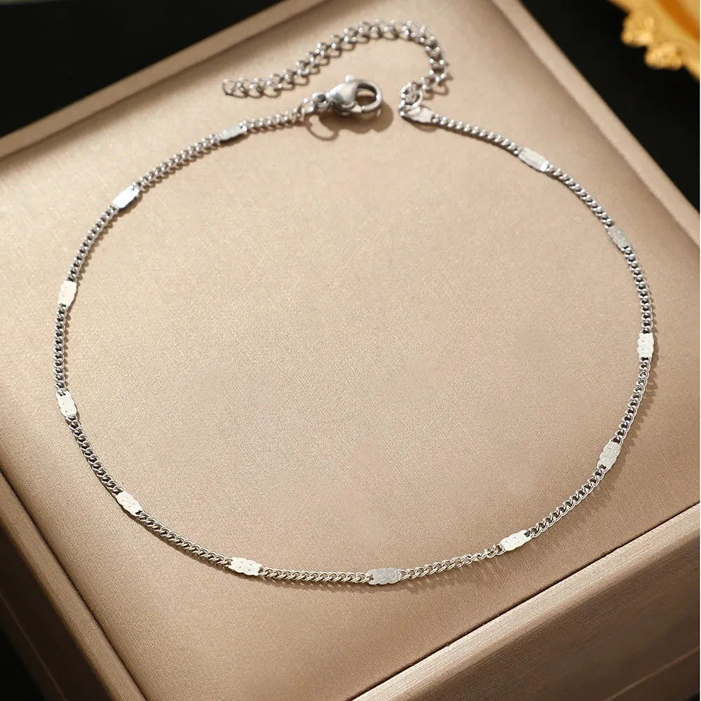 Stainless Steel Anklet Light Luxury Sequin Chain Fine Delicate Anklet For Women Jewelry