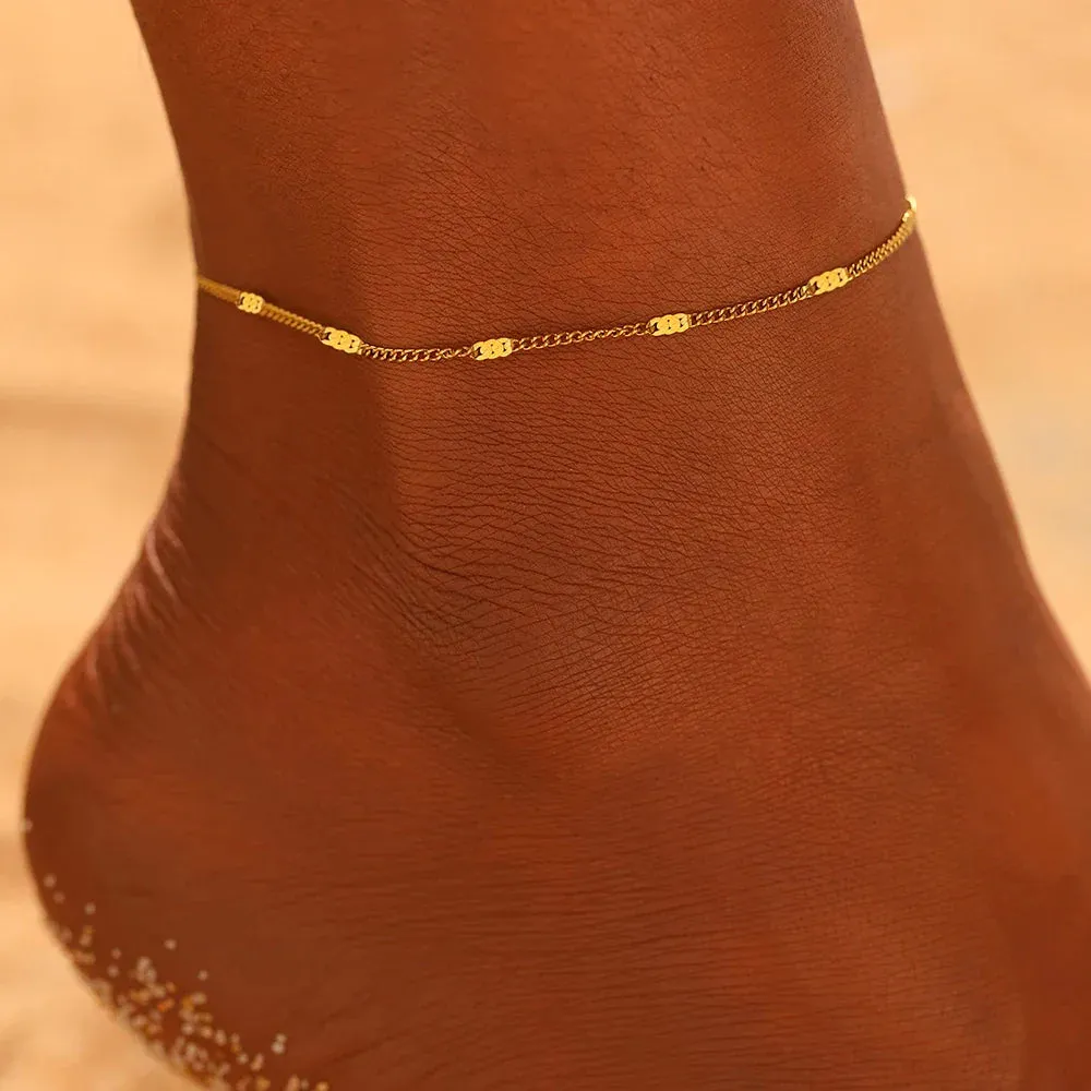 Stainless Steel Anklet Light Luxury Sequin Chain Fine Delicate Anklet For Women Jewelry