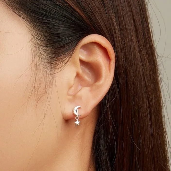 Star & Moon Piercing Earrings
