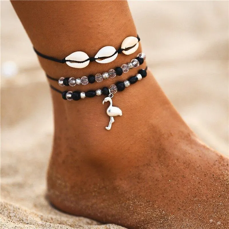 Starfish Pendant Anklets For Women Stone Beads Shell Anklet Bohemian Bracelets Jewelry