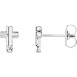 Sterling Silver .03 CTW Diamond Cross Earrings