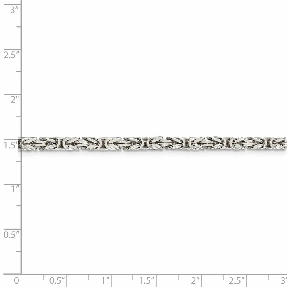 Sterling Silver 3.25mm Byzantine Chain