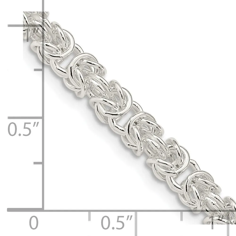 Sterling Silver 4.75mm Rounded Byzantine Chain