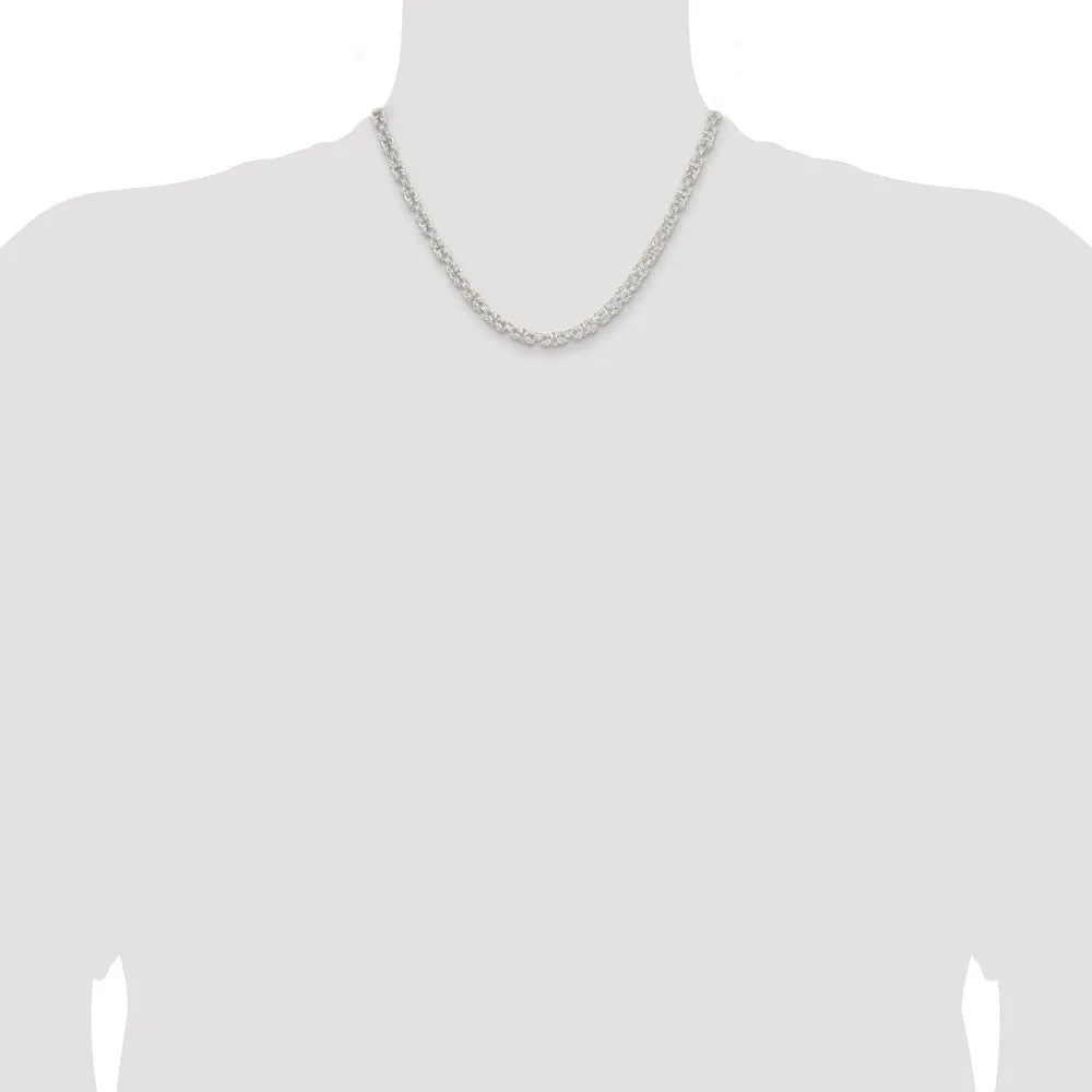 Sterling Silver 4.75mm Rounded Byzantine Chain