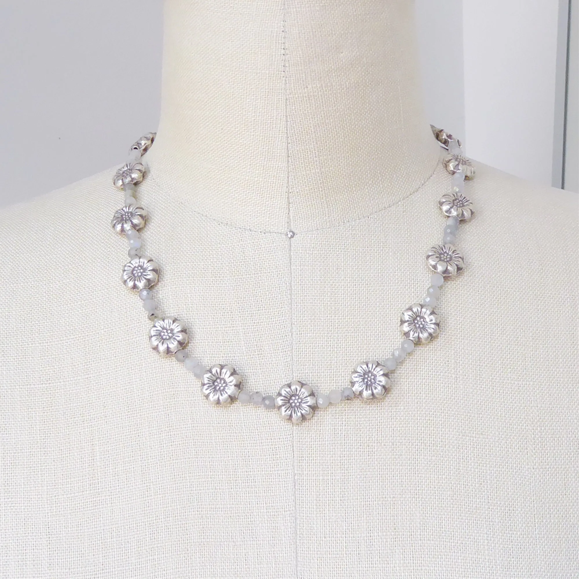 Sterling silver daisy necklace