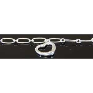Sterling Silver Dangle Heart Charm Anklet 10"