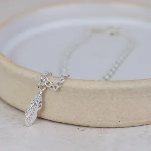 Sterling Silver Feather Charm Anklet