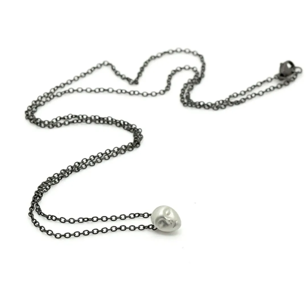 Sterling Silver Grey Lady Cameo Necklace