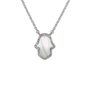 Sterling Silver Hamsa Hand Milgrain Necklace