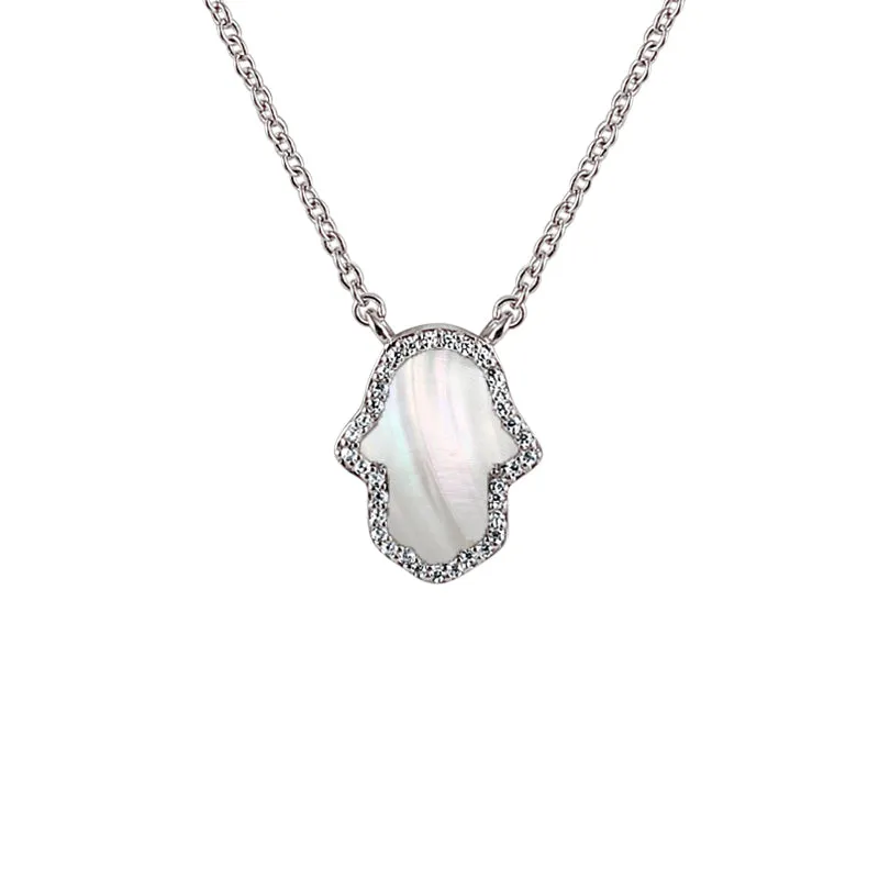Sterling Silver Hamsa Hand Milgrain Necklace