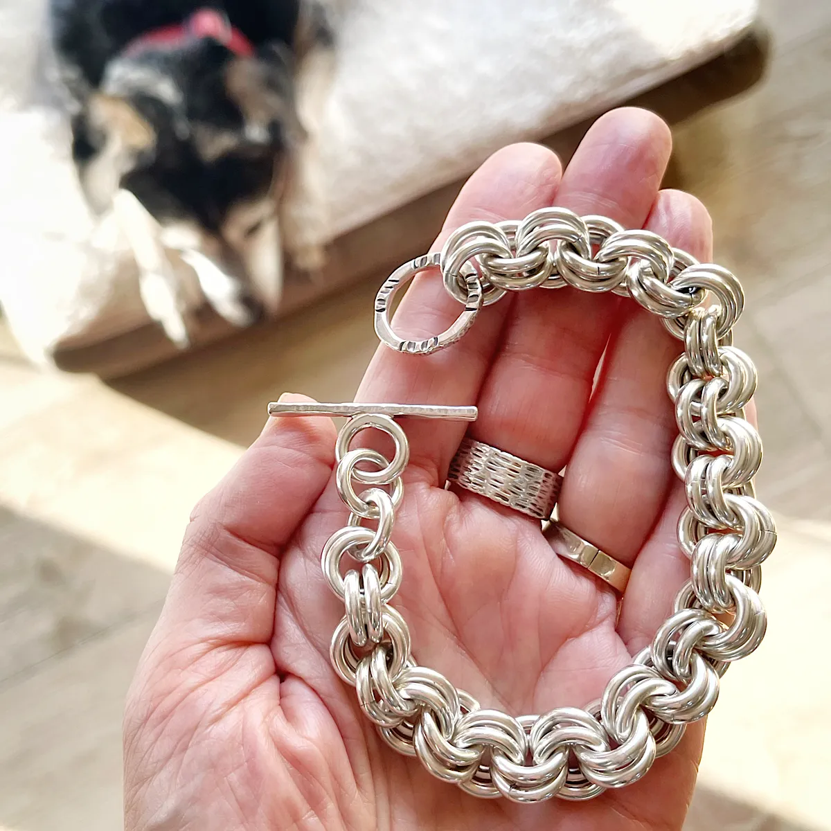 Sterling Silver Heavy Chain Mail Bracelet