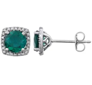 Sterling Silver May Birthstone Halo Earrings