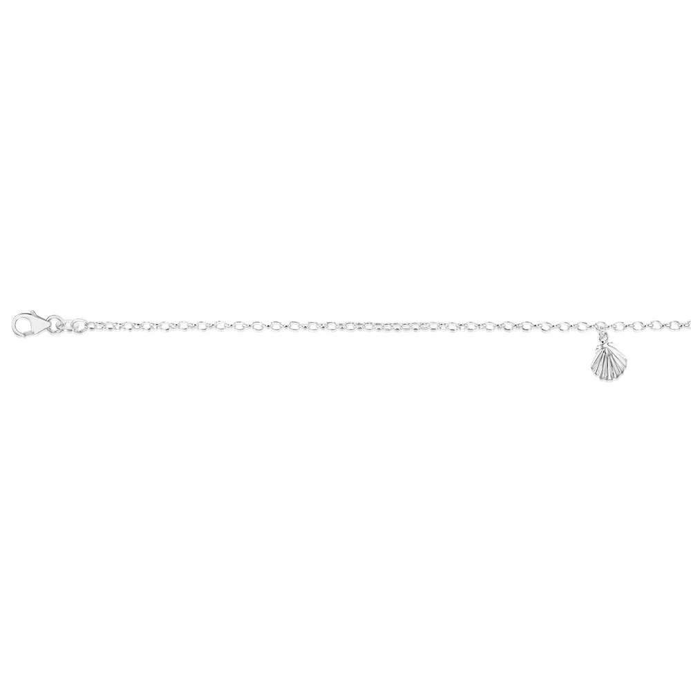 Sterling Silver Sea Shell Charm On 23 2cm Anklet