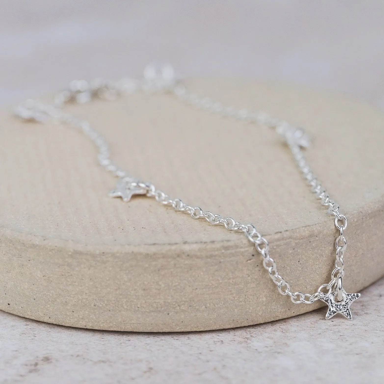 Sterling Silver Star Charm Anklet