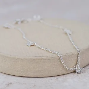 Sterling Silver Star Charm Anklet