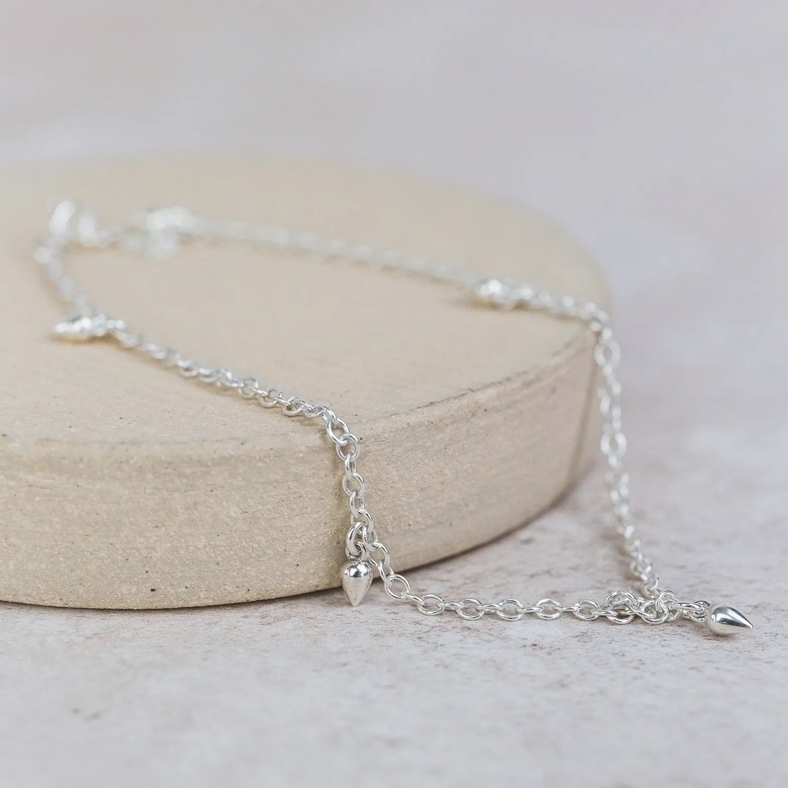 Sterling Silver Teardrop Charm Anklet