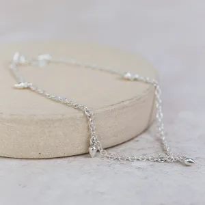 Sterling Silver Teardrop Charm Anklet
