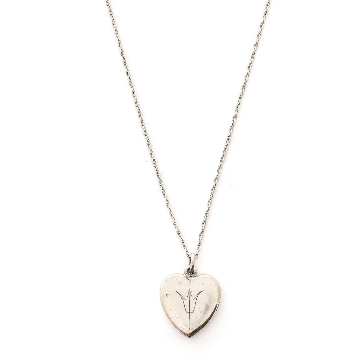 Sterling Silver Tulip Antique Heart Locket